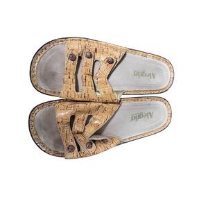 Alegria Fiona Cork Print Gold Metallic Slide Sandals FIO-418 Womens 40